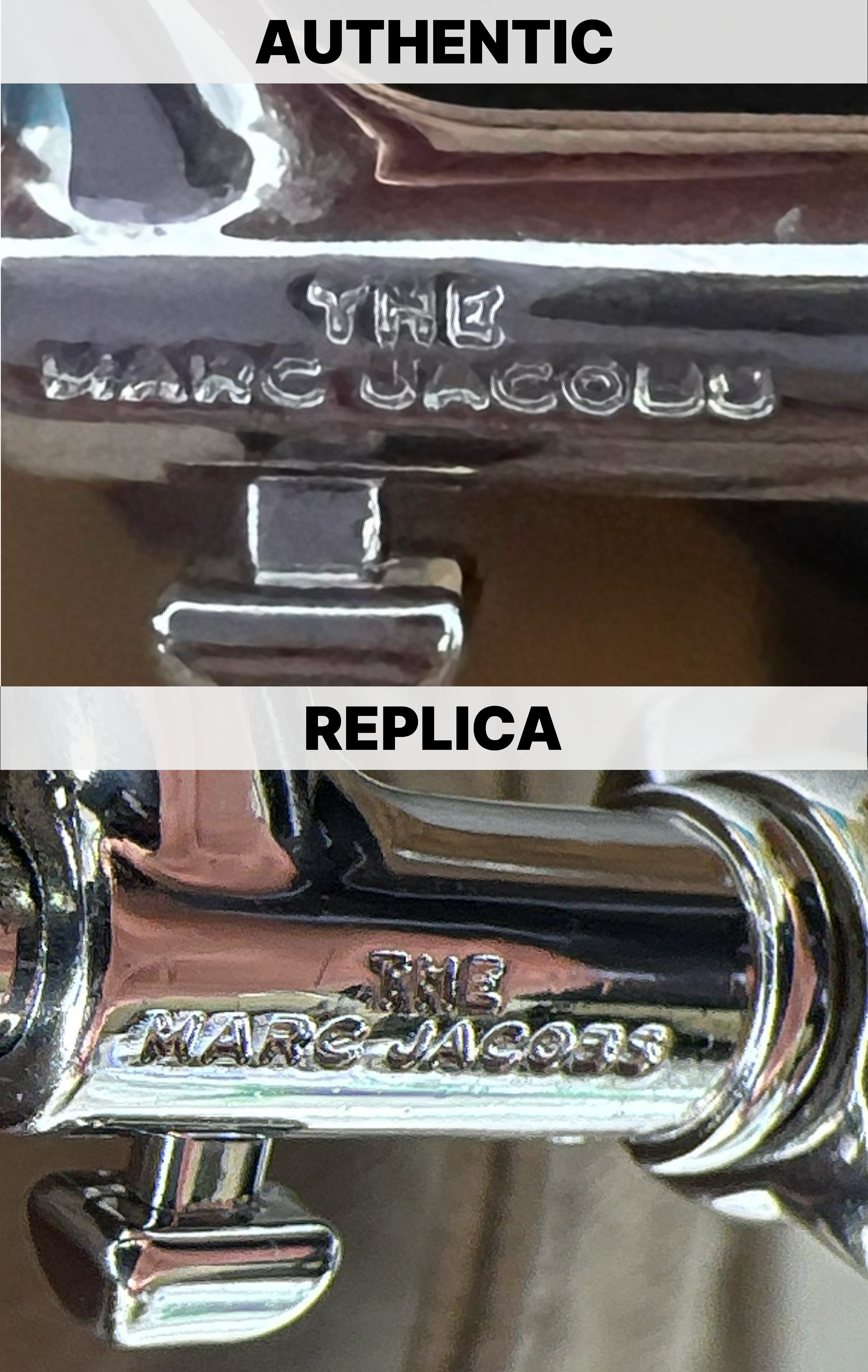 2024 Definitive Guide to Authenticating the Marc Jacobs Tote Bag > Metal Clasp Engravings