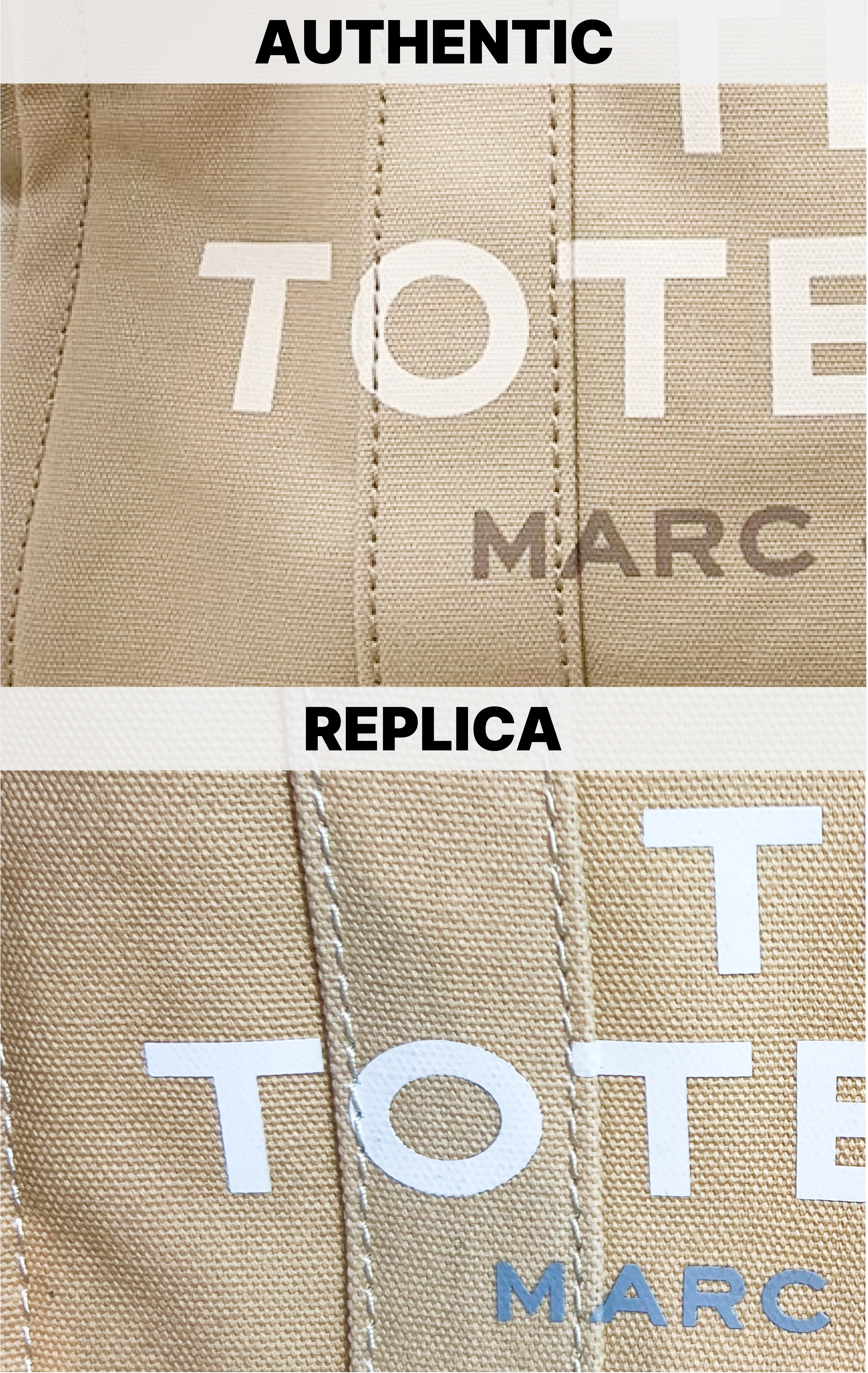 2024 Definitive Guide to Authenticating the Marc Jacobs Tote Bag > Logo Print and Exterior Texture